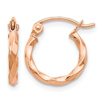 14K Rose Gold Twisted Hoop Earrings view 1