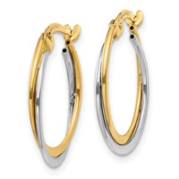 14K Two-Tone Polished Hoop Earrings view 2