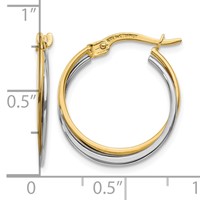 14K Two-Tone Polished Hoop Earrings view 4