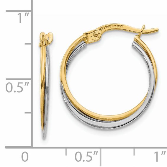 14K Two-Tone Polished Hoop Earrings