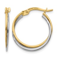 14K Two-Tone Polished Hoop Earrings view 1