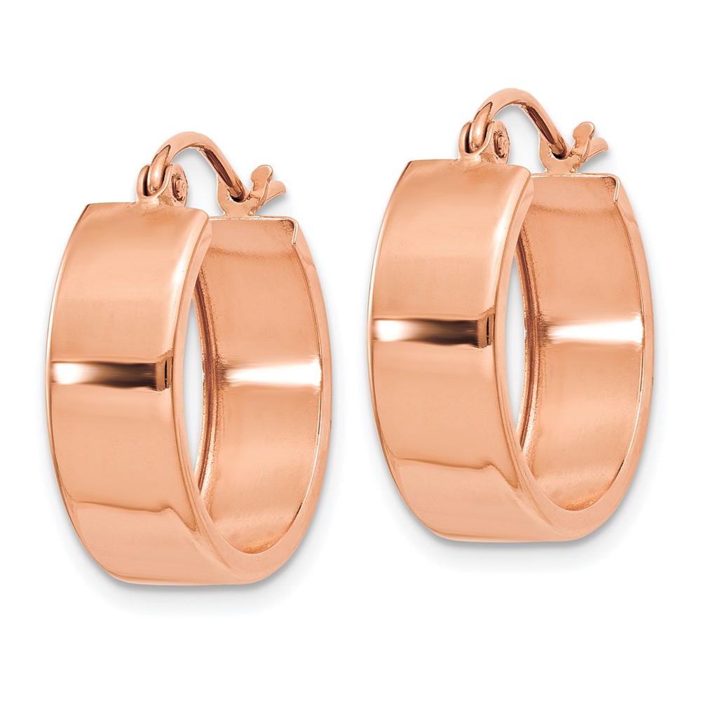14k Rose Gold Polished Hoop Earrings (TF616)