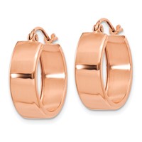 14K Rose Gold 5.5x18mm Polished Hoop Earrings view 2