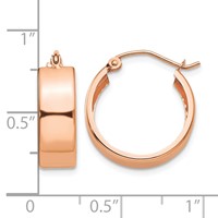 14K Rose Gold 5.5x18mm Polished Hoop Earrings view 4