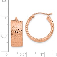 14K Rose Gold Diamond Cut Hoop Earrings view 4
