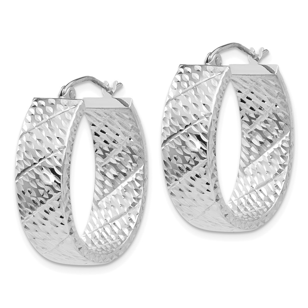 14k White Gold Diamond Cut Hoop Earrings (TF658)