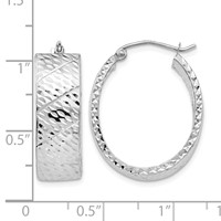 14K White Gold Diamond Cut Hoop Earrings view 4