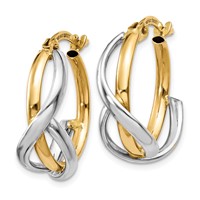 14K Two-Tone Polished Twisted Hoop Earrings view 2