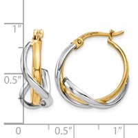 14K Two-Tone Polished Twisted Hoop Earrings view 4