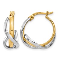 14K Two-Tone Polished Twisted Hoop Earrings view 1