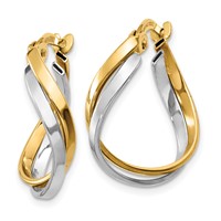 14K Two-Tone Polished Twisted Hoop Earrings view 2