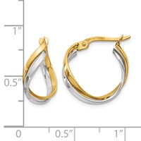 14K Two-Tone Polished Twisted Hoop Earrings view 4
