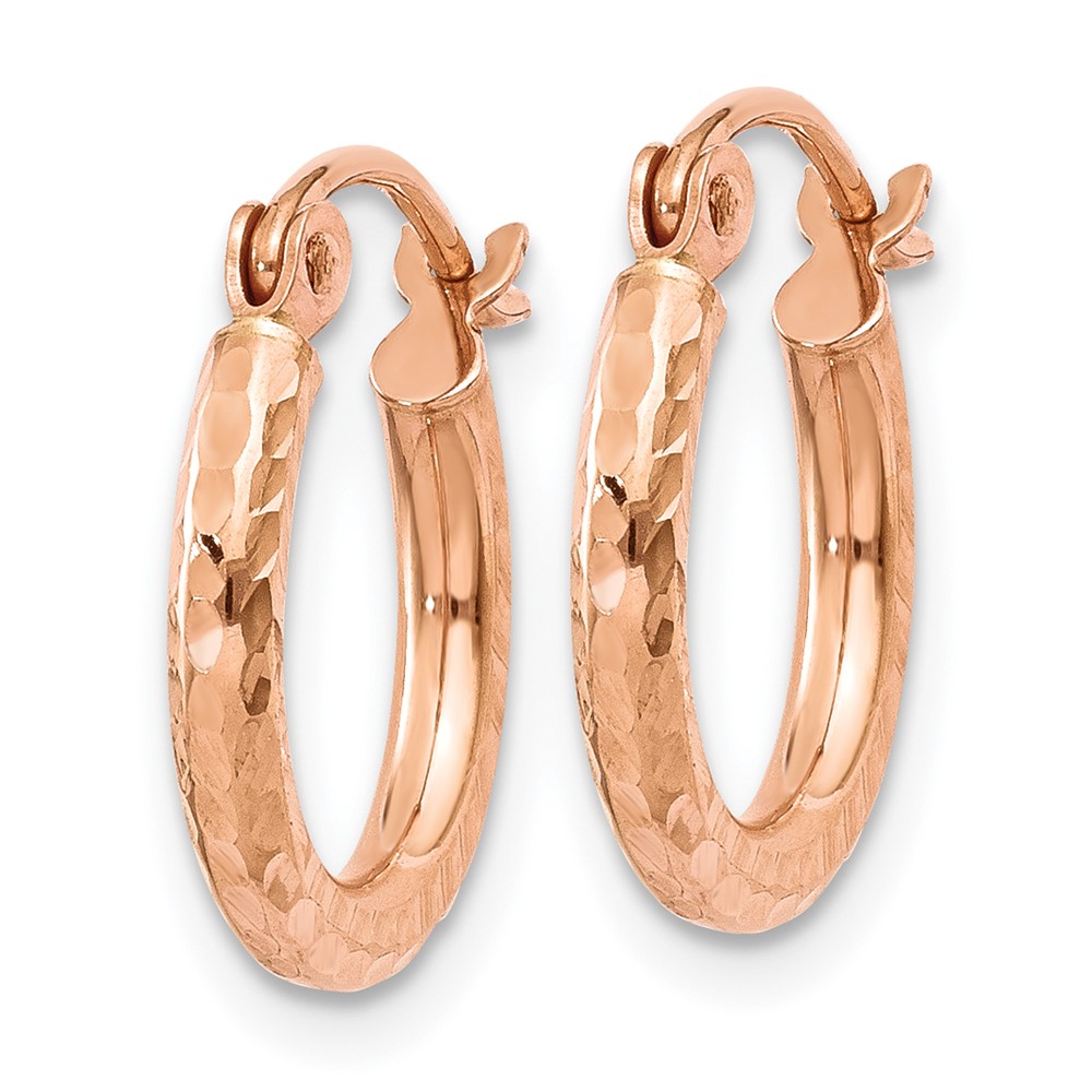 14k Rose Gold Lightweight Diamond-cut Hoop Earrings (TF680)
