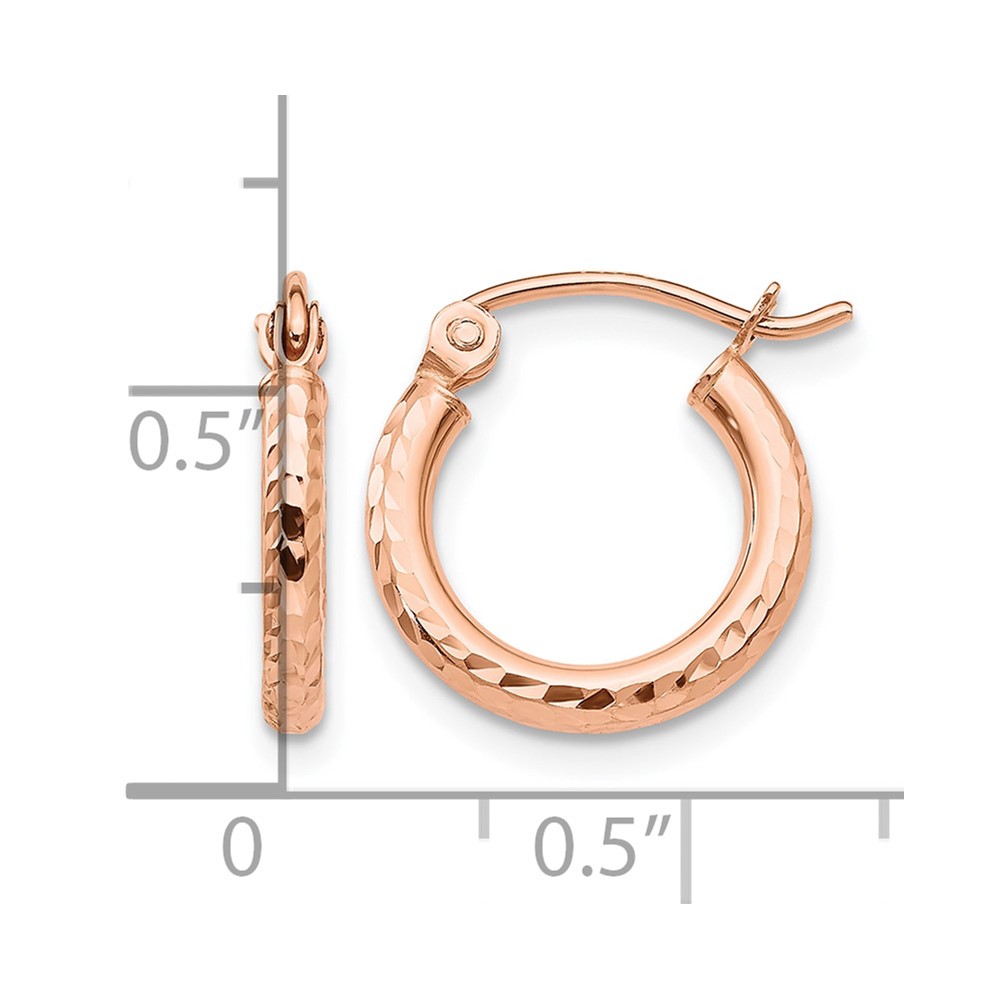 14k Rose Gold Lightweight Diamond-cut Hoop Earrings (TF680)