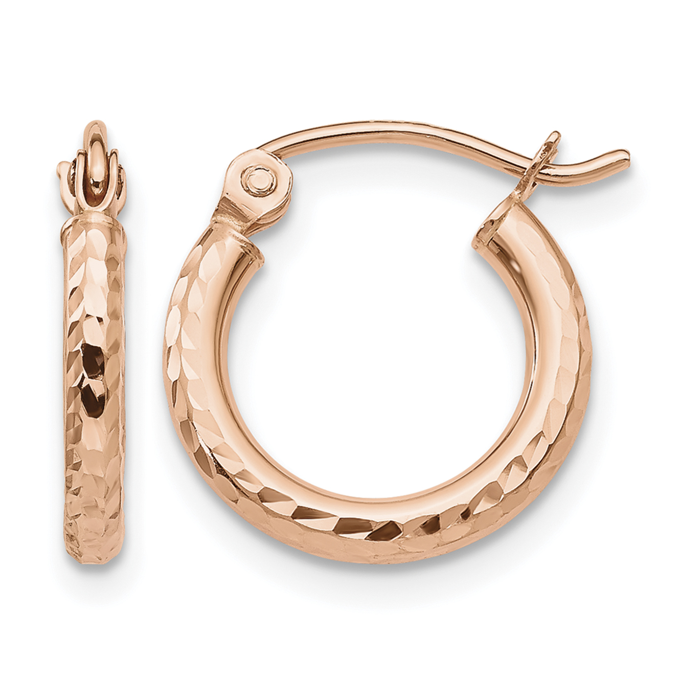 14k Rose Gold Lightweight Diamond-cut Hoop Earrings (TF680)