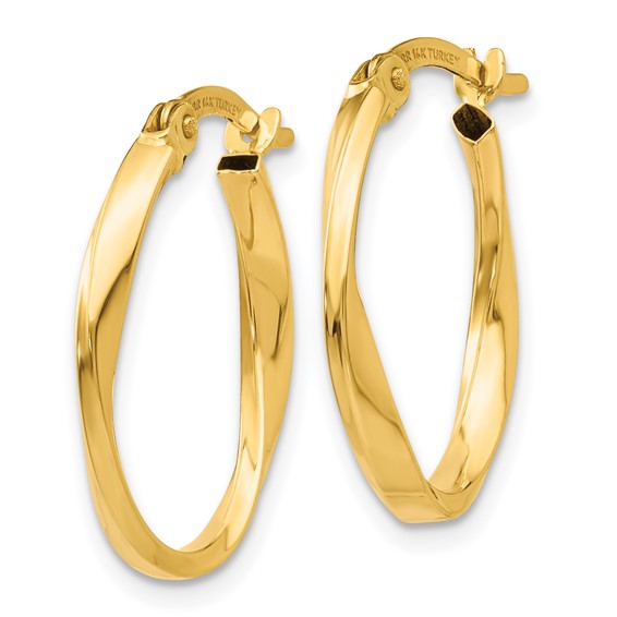 2mm Gold Twisted Oval Hoop Earrings