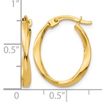 14K Yellow Gold Gold Polished Twisted Oval Hoop Earrings view 4