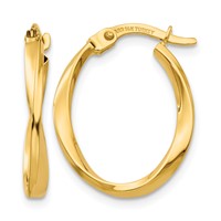 14K Yellow Gold Gold Polished Twisted Oval Hoop Earrings view 1