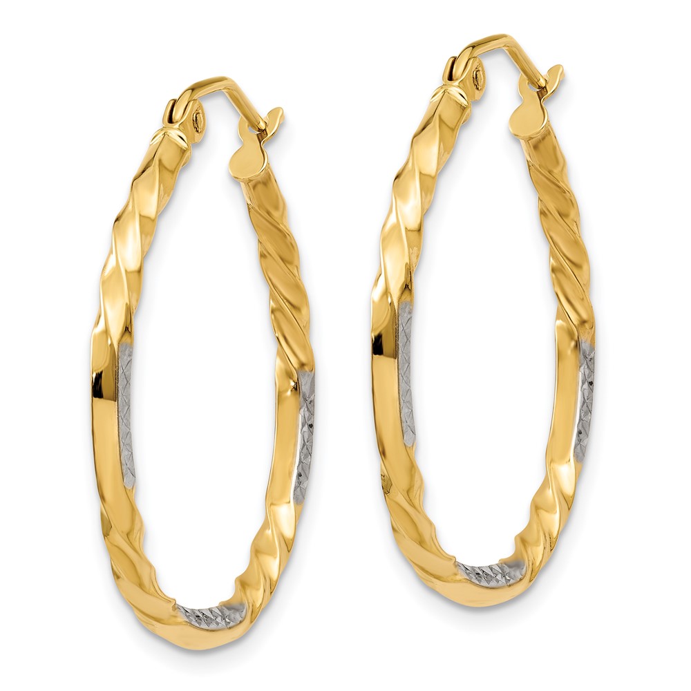 14k & Rhodium Diamond Cut Twisted Hoop Earrings (TF709)