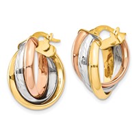 14K Tri-color Polished Hoop Earring view 2