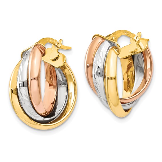 14K Tri-color Polished Hoop Earring