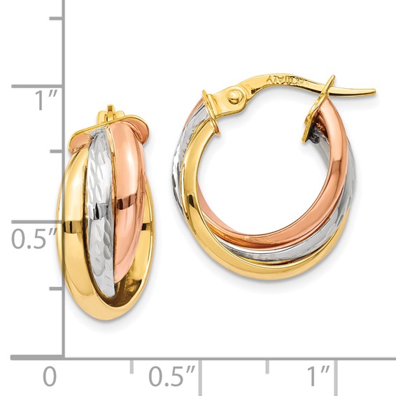14K Tri-color Polished Hoop Earring