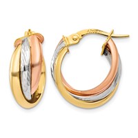 14K Tri-color Polished Hoop Earring view 1