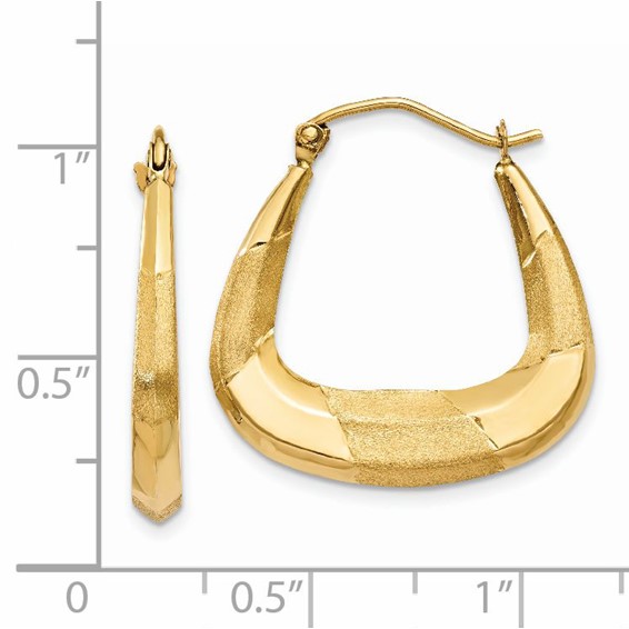 Gold Diamond-cut Satin Hoop Earrings