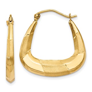 Gold Diamond-cut Satin Hoop Earrings