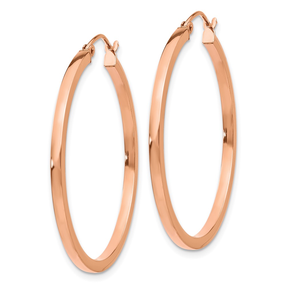 14k Rose Gold Lightweight Square Tube Hoop Earrings (TF734)