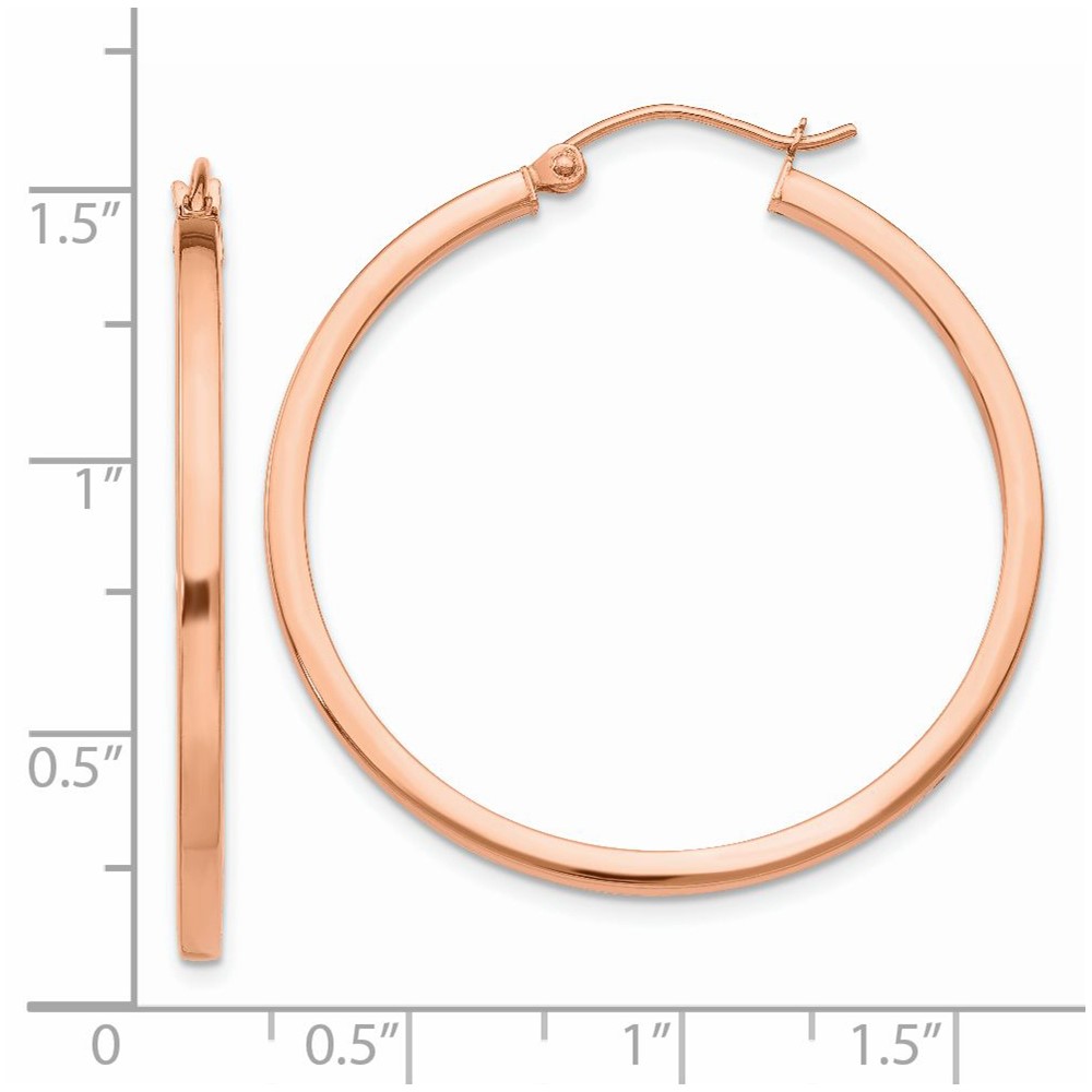 14k Rose Gold Lightweight Square Tube Hoop Earrings (TF734)
