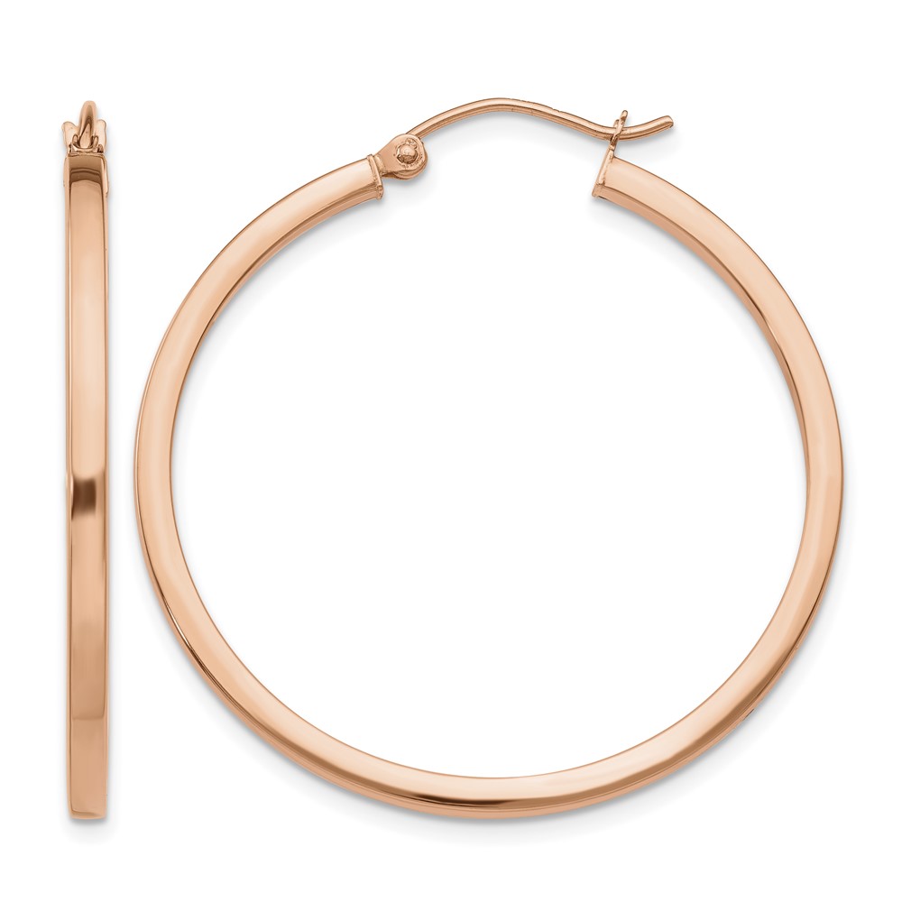 14k Rose Gold Lightweight Square Tube Hoop Earrings (TF734)