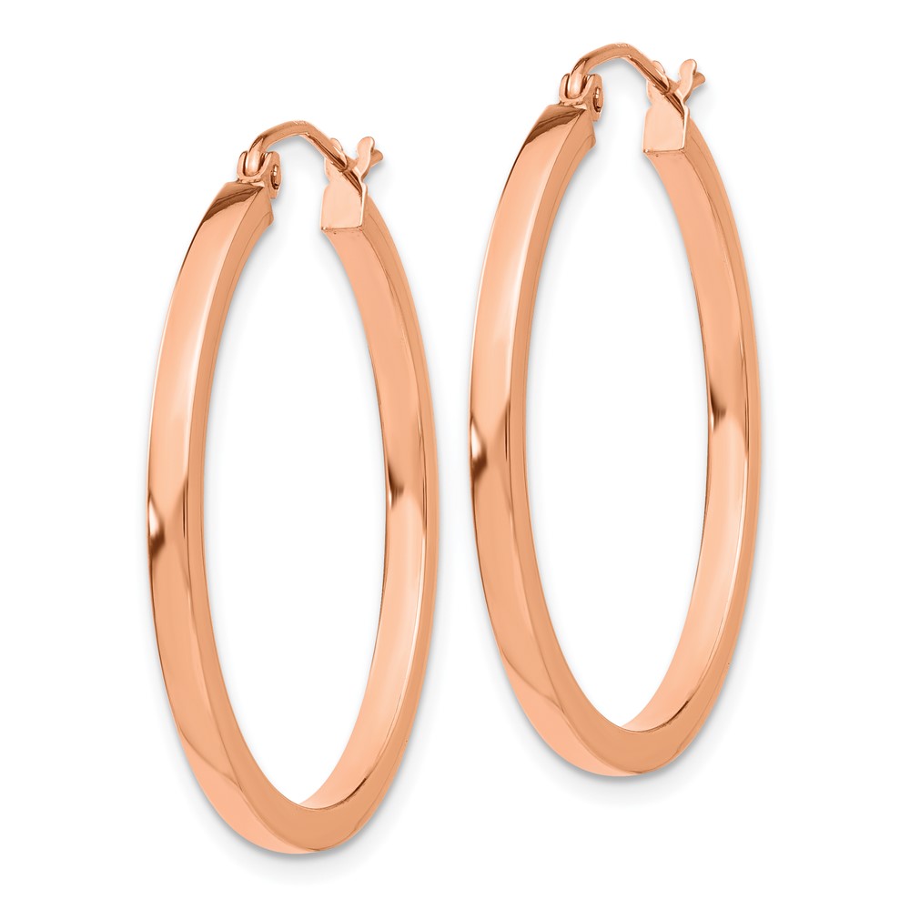 14k Rose Gold Lightweight Square Tube Hoop Earrings (TF735)