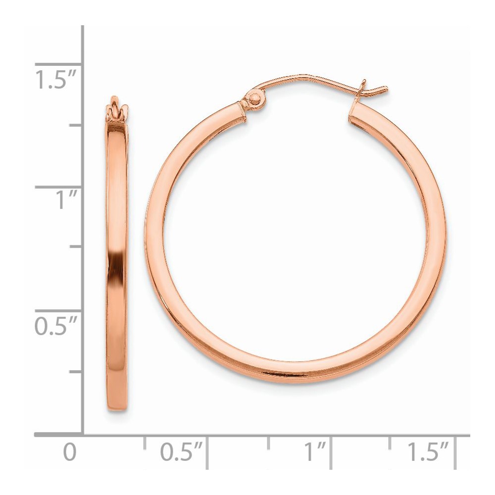 14k Rose Gold Lightweight Square Tube Hoop Earrings (TF735)
