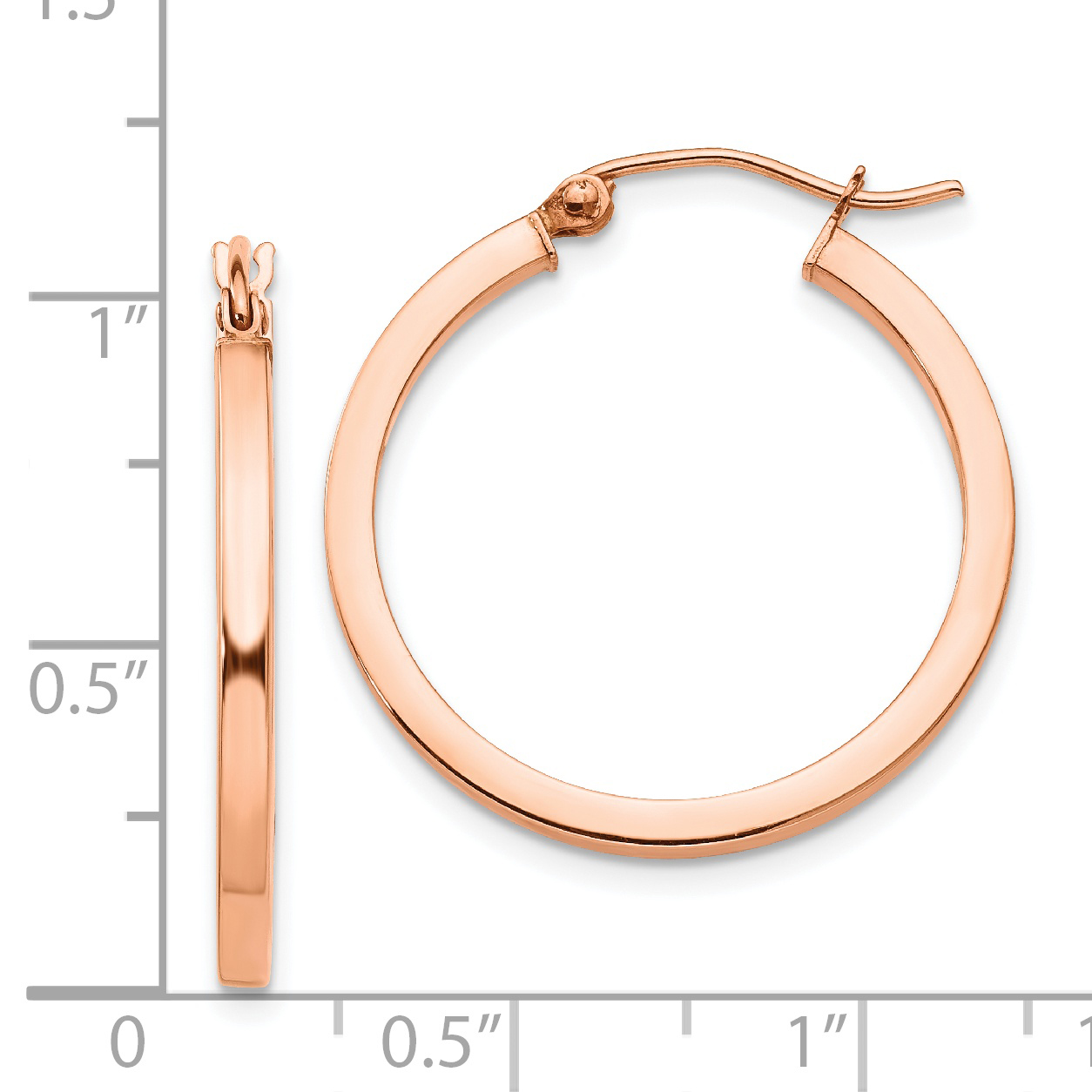 Pendientes de aro cuadrado ligero de oro rosa de 14 K TF736 - Imagen 4 de 4