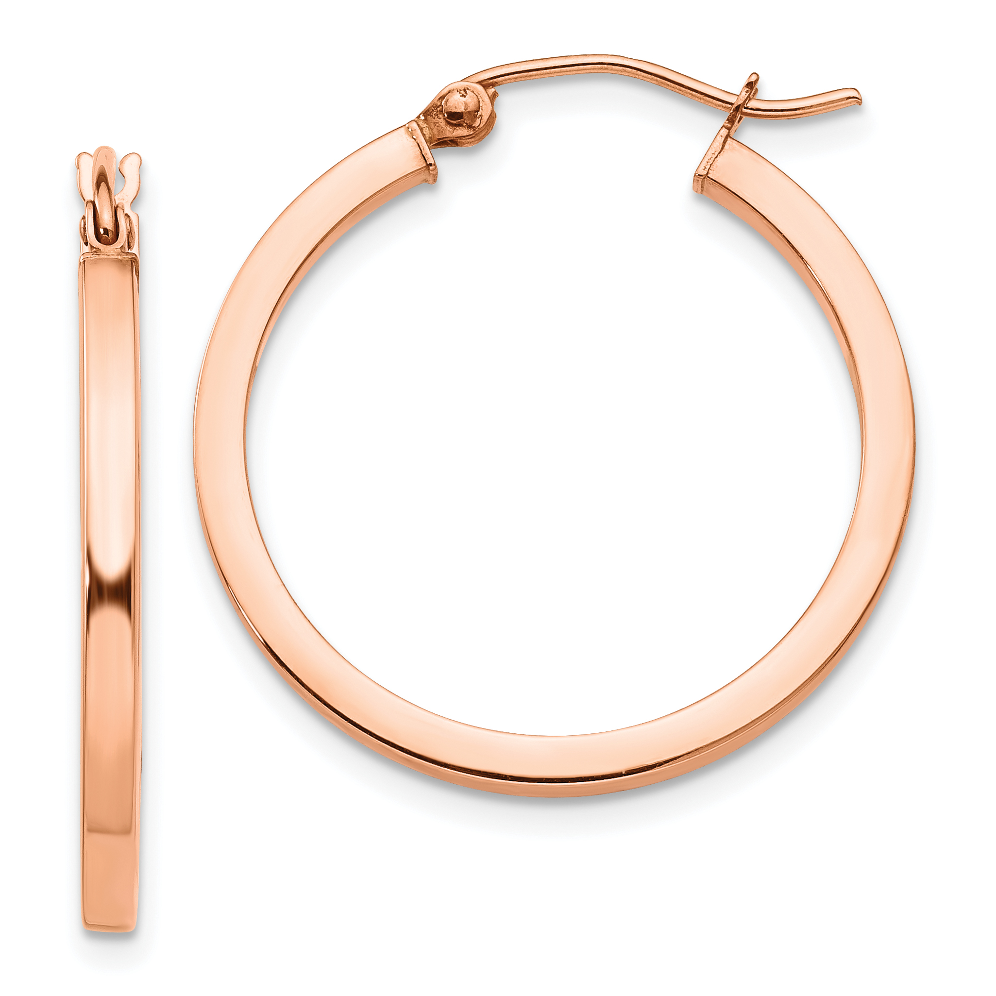 Pendientes de aro cuadrado ligero de oro rosa de 14 K TF736 - Imagen 1 de 4