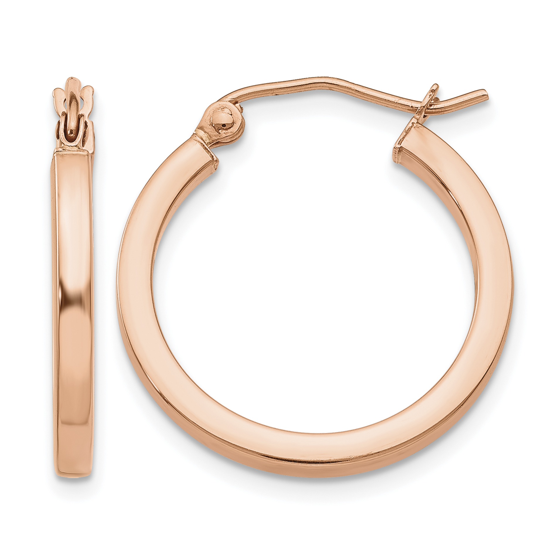 14k Rose Gold 2x20mm Polished Lightweight Square-Tube Hoop Earrings TF737 main product image