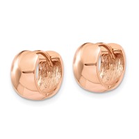 14K Rose Gold Round Hinged Hoop Earrings view 2