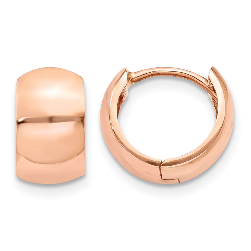 14k Rose Gold Round Hinged Hoop Earrings (TF760)