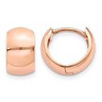 14K Rose Gold Round Hinged Hoop Earrings view 1