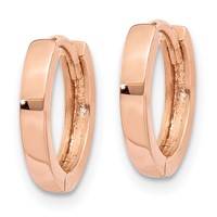 14K Rose Gold Round Hinged Hoop Earrings view 2