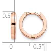 14K Rose Gold Round Hinged Hoop Earrings view 4