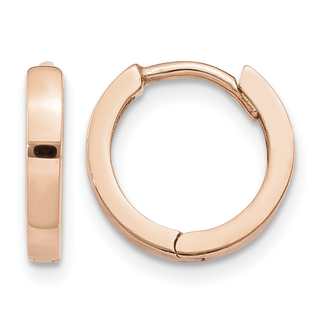 14k Rose Gold Round Hinged Hoop Earrings (TF761)