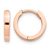 14K Rose Gold Round Hinged Hoop Earrings view 1