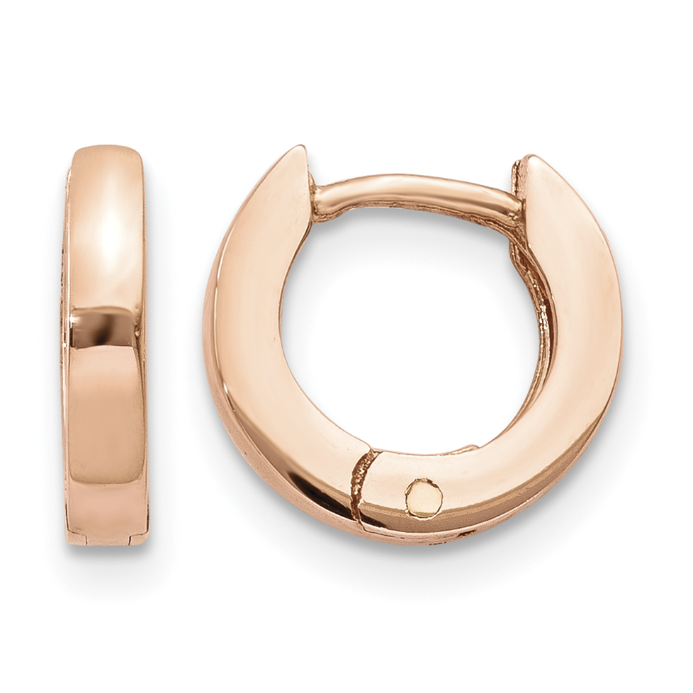 14k Rose Gold Round Hinged Hoop Earrings (TF762)