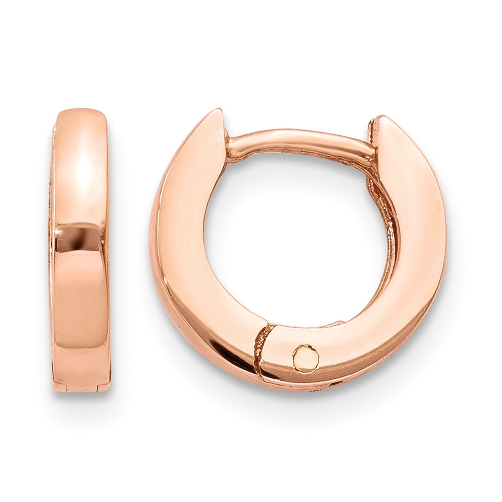 14k Rose Gold Round Hinged Hoop Earrings (TF762)