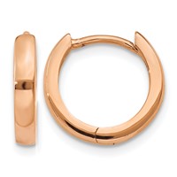 14K Rose Gold 1.8mm Round Hinged Hoop Earrings view 1