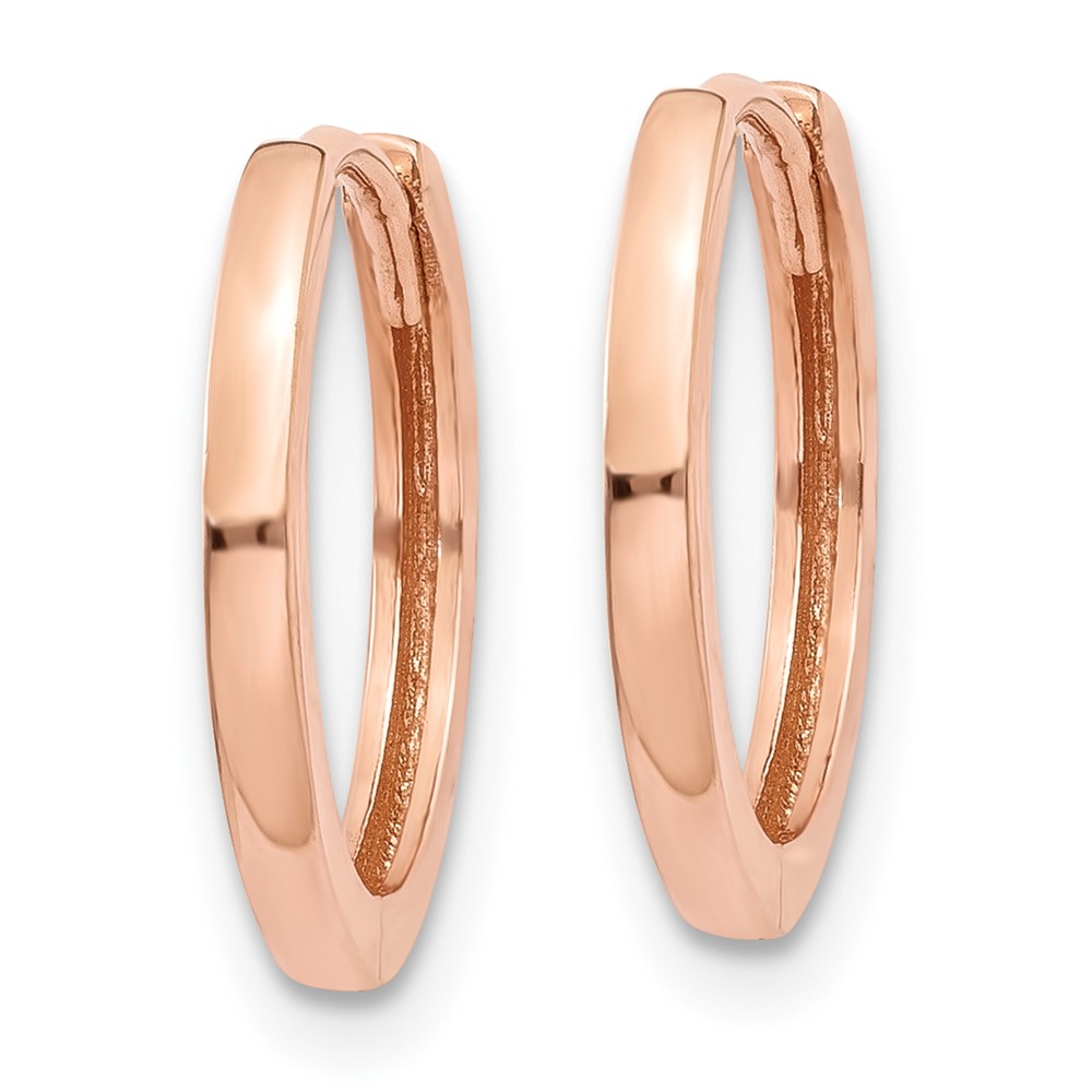 14k Rose Gold Round Hinged Hoop Earrings (TF764)