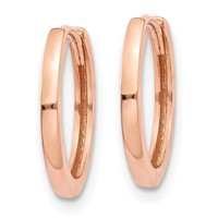 14K Rose Gold Round Hinged Hoop Earrings view 2