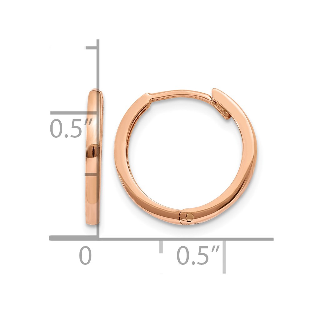 14k Rose Gold Round Hinged Hoop Earrings (TF764)